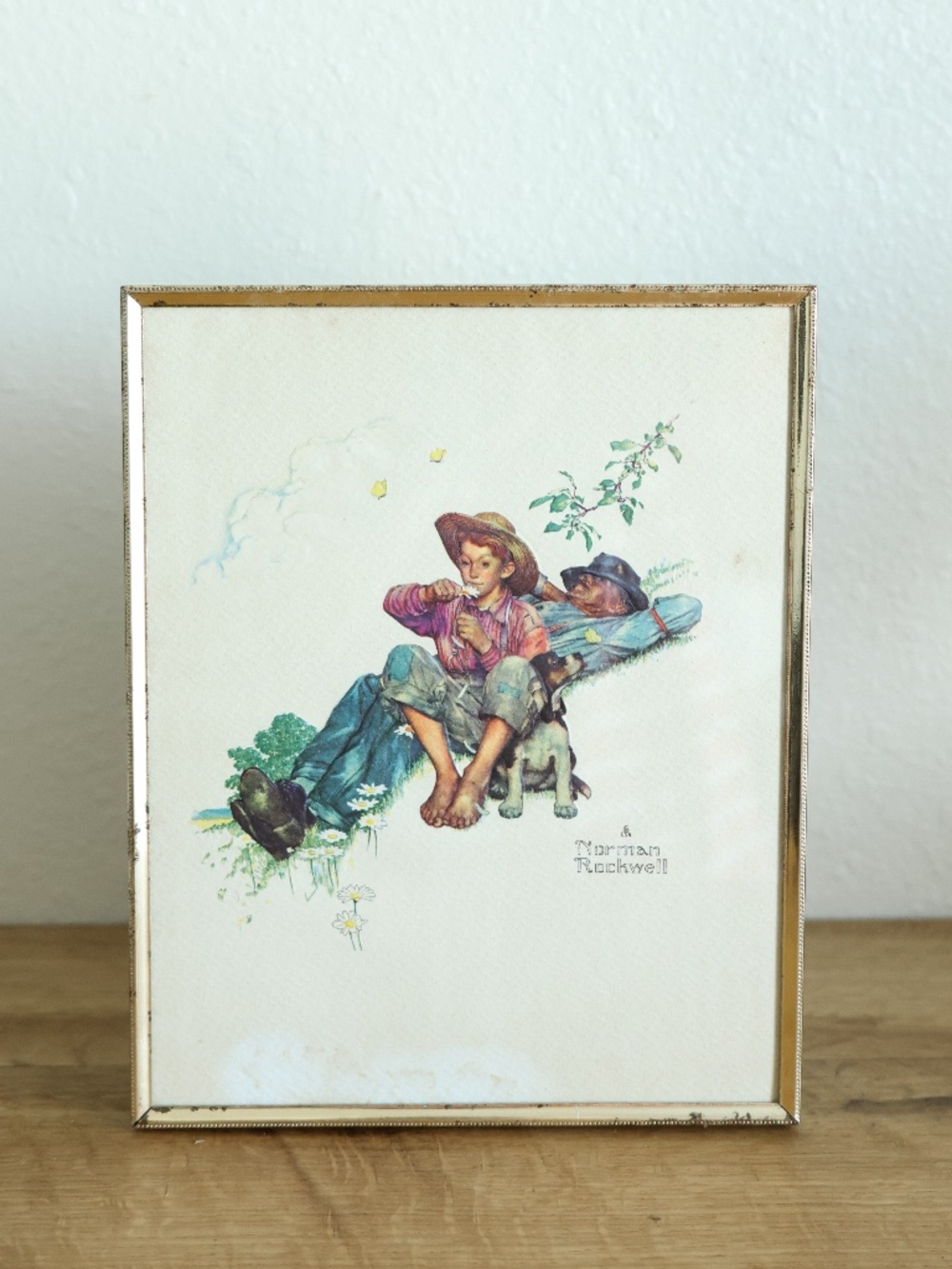 VINTAGE 1958 Norman Rockwell "Grandpa and Me- Picking Daisies"